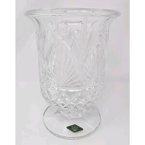 1970s Shannon Clear Lead Crystal Hurricane Vase Collectible Decorative Glass U25